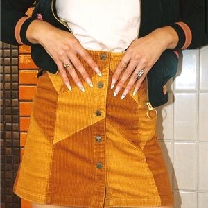 Classic Rock Couture Cinnamon Girl Corduroy Skirt in Gold